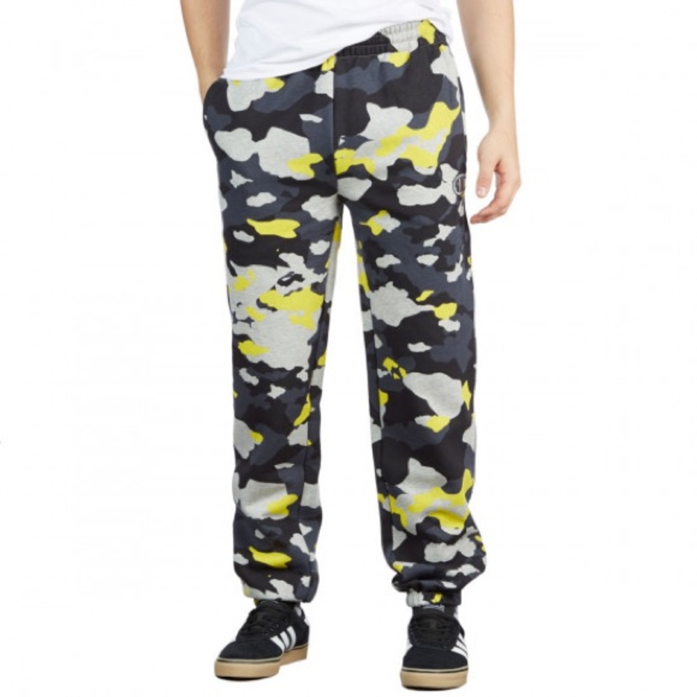 Champion yellow camo sweatpants unisex
